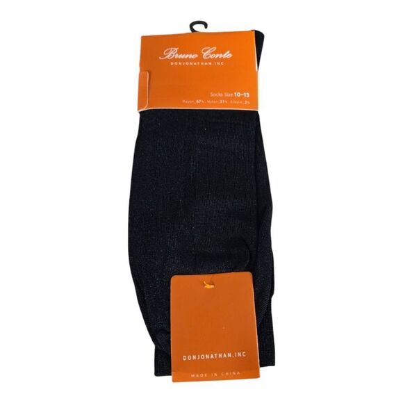 BRUNO  CONTE  MEN'S  BLACK SILKY  DRESS SOCK FASHION  COLORS. BCS2004. - Picture 2 of 3